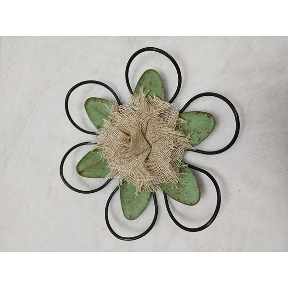 Distressed Metal Wire Flower Wall Decor 2-Piece Set Rustic Farmhouse Art 8" - Picture 3 of 5